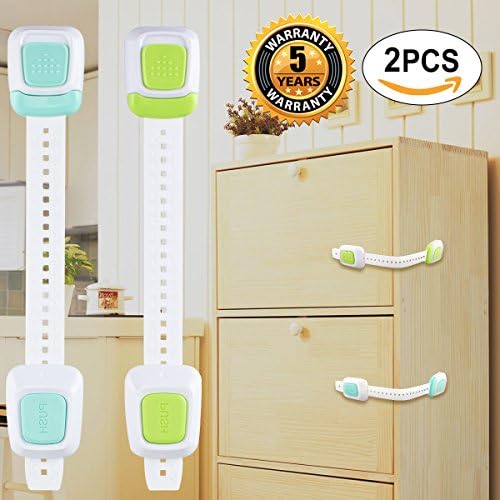 Child Safety Locks Baby Child Door Cabinets Latches for Drawer Refrigerator Toilet Washing Machine Trash Can and Etc Blue Green 2Pcs