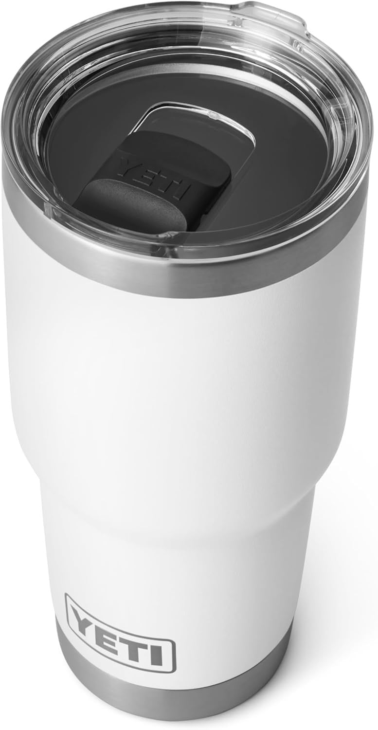 YETI Rambler 30 oz (887 ml) Tumbler with Removable Magslider Lid, Stainless Steel Vacuum Insulated Coffee Cup, White