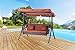 Sunjoy 3-Seat Striped Adjustable Tilt Canopy Wicker Metal Swing