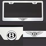 One Laser Engraved Black Bentley Logo Mirror Stainless Steel License Plate Frame Holder Front Or Rear Bracket Steel Screw Cap