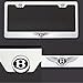 One Laser Engraved Black Bentley Logo Mirror Stainless Steel License Plate Frame Holder Front Or Rear Bracket Steel Screw Cap
