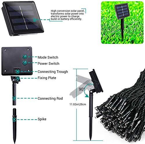 MAOKOT Solar Christmas Lights, 72ft 1Pack 200LED 8 Modes Solar String Lights, Outdoor Waterproof Solar Powered Christmas Decorative Lights for Lawn Garden Home Xmas Party (White)