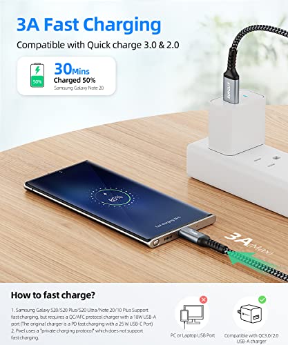 Cavo USB C A Micro USB 0,5m Intrecciato - Ricarica E Sincronizzazione Per Galaxy, Pixel, MacBook - Nylon