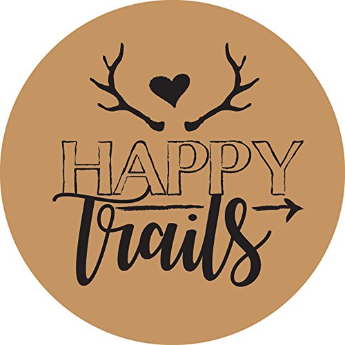 Kraft brown paper stickers and stationery envelope seals for weddings, bridal showers, baby showers and parties 60 ct "Happy Trails"