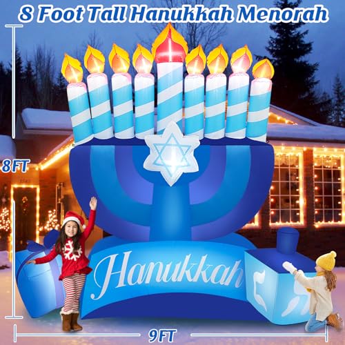 8FT Tall Hanukkah Inflatables Outdoor Decorations, Inflatable Hanukkah