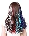 SWACC 12 Pcs Multi-Colors Party Highlights Clip on in Hair Extensions Colored Hair Streak Synthetic Hairpieces (20-Inch Curly, 6 Pcs Hot Pink + 6 Pcs Red)