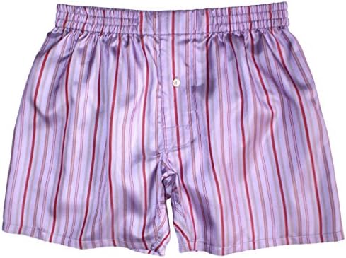 Royal Silk - Sexy Violet Madras Stripes - Men's Silk Boxers