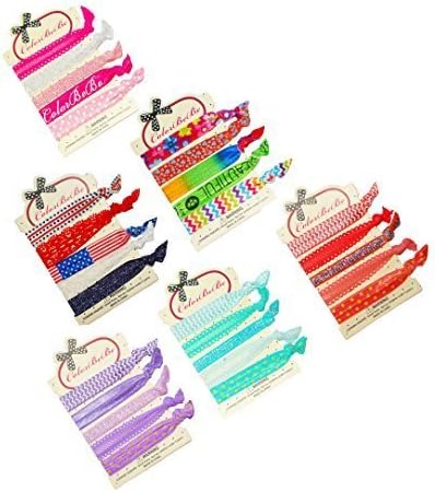 ColorBeBe No-Crease, Soft and Stretchy Hair Ties - 30pcs (Print &amp; Solid) - HT-30A