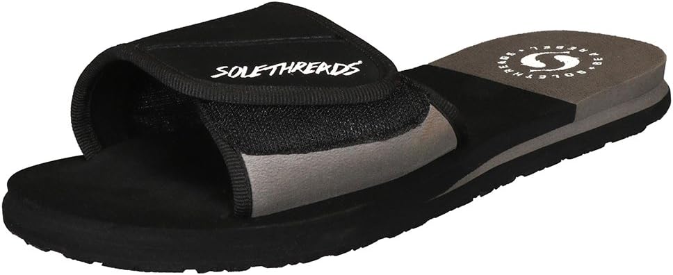 SOLETHREADS Freeway | Slides | Velcro Adjustable Strap | Cushioned Footbed | Comfy | Slippers | Flip Flops for Men