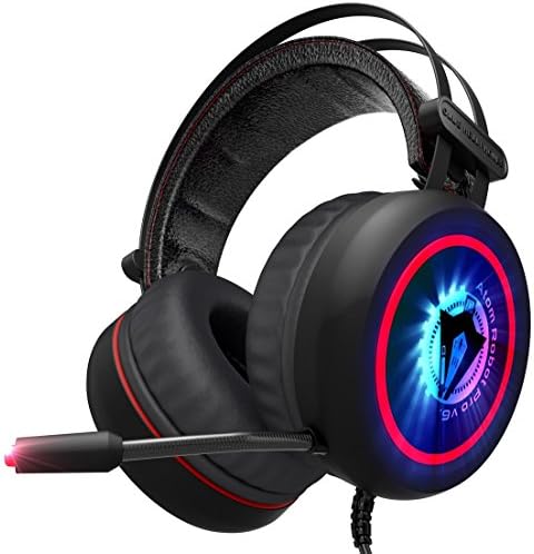 Robot Pro v6. – NEW 2018 Gaming Headset 7.1 Best Surround Stereo Sound, Noise Cancelling Mic, 3.5mm Wired Soft Breathing Over-Ear Game Headphones – USB LED for PC, Laptop, Xbox 360, One, PS3, PS4