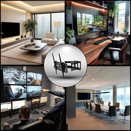 LINK BITS C3780N24 Soporte de TV móvil con Doble Brazo para televisores de 32” a 80” Pulgadas, Base para Pantallas Reforzado y Resistente para monitores de hasta 50 Kg y VESA de hasta 600x400mm.