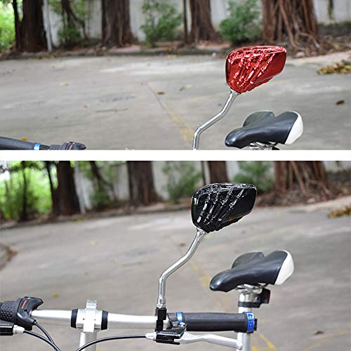 IZTOSS Bicycle Mirror,2 PCS Rearview Side Mirror Distinctive Skull Skeleton Hand for Motorcycle Scooter Moped Bike Yamaha Suzuki Standard Bike-Red