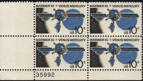 MARINER 10 SPACECRAFT ~ VENUS MERCURY #1557 Plate Block of 4 x 10 cents US Postage Stamps