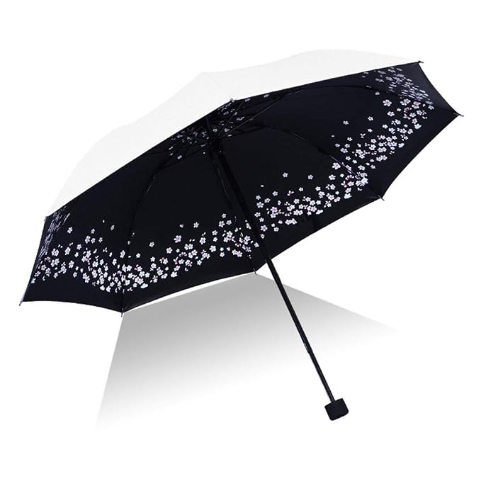Amazon Com Umbrella Female Sun Umbrella Tri Fold Folding Black Plastic Umbrella Uv Protection White Wind Speed