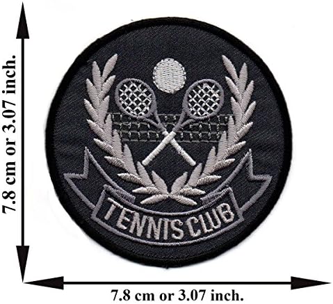 Powerwarauto Tennis Rackets Sport Team Club Ball Cross Crest V.1 Applique Embroidered Iron On Patch Crafts Sew DIY For Jeans T-Shirt Cap Bag