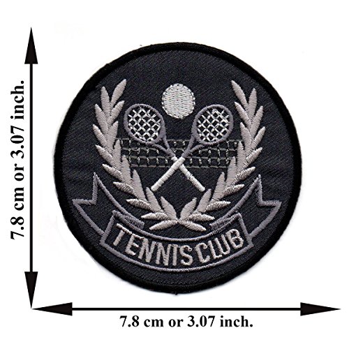 Powerwarauto Tennis Rackets Sport Team Club Ball Cross Crest V.1 Applique Embroidered Iron On Patch Crafts Sew DIY For Jeans T-Shirt Cap Bag