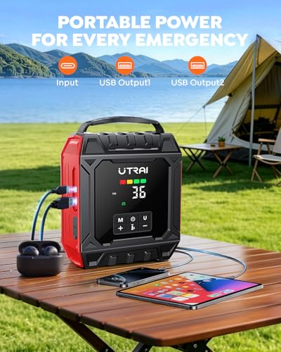 UTRAI 8000A Jump Starter with Air Compressor 160PSI, Car Battery Jumper Starter for All Gas/12L Diesel Engines, Portable Car Jump Starter Jump Box with 1000LM Magnetic Light, Tire Repair Kit