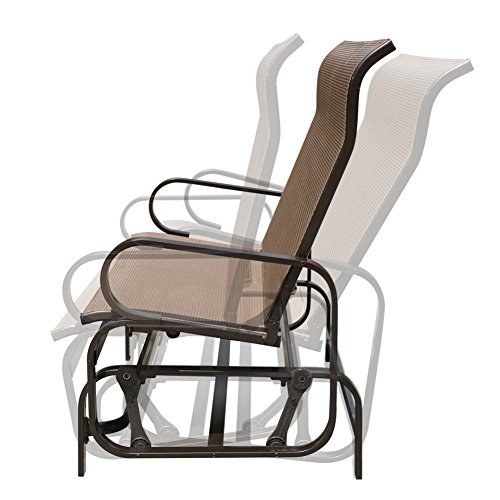 PatioPost Glider Bench Chair Outdoor 2 Person Loveseat Chair Patio Porch Swing with Rocker, Mocha