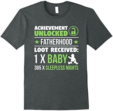 Mens Achievement Unlocked Fatherhood T-Shirt | Gifts For New Dads Medium Dark Heather