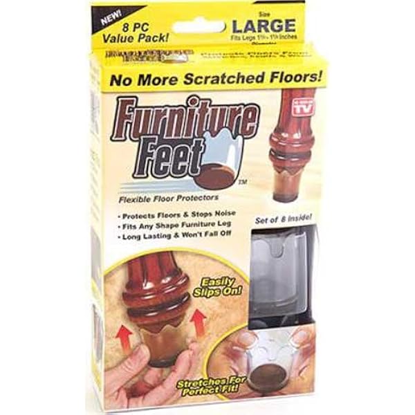 16 FURNITURE FEET DELUXE FLEXIBLE FLOOR PROTECTORS 8 LARGE & 8 SMALL