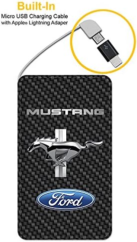Amped Mini 5000mAh Portable Charger - External Battery Pack, Power Bank, Portable iPhone Charger for iPhone 7, 7 Plus, 6s, 6s Plus, iPad, Galaxy S7, Galaxy S6 - Ford Mustang Carbon Print