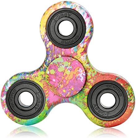 NOING Tri Fidget Hand Spinner Camouflage Multi-Color Double Side Printed, EDC Focus Toy For Kids &amp; Adults (Rainbow)