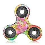 Best Time Spin Tri Fidget Spinner Camouflage Colorful EDC Hand Toy, Perfect for Children and Adults Time Killer, ADHD Focus Anxiety Relief (Rainbow)