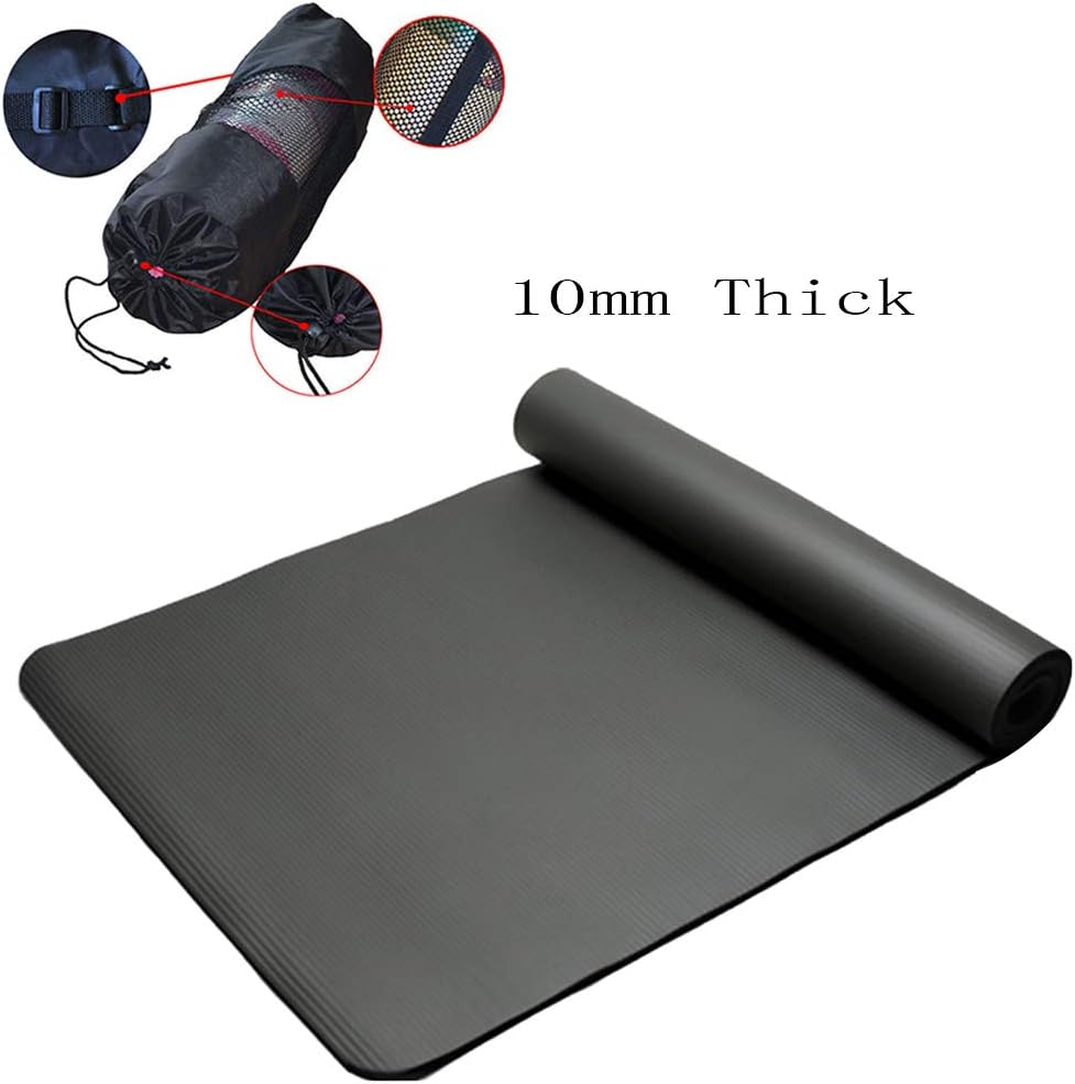 acelyn Yoga Mat, Carrier and Bags, Thick Foam with Carry Strap, Non Slip for Pilates Home Gym Fitness Training 10 mm