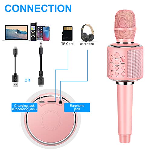 Aokeo K-1 Wireless Bluetooth Karaoke Microphone.Volume is Loud, Sound Quality is Clear. Suitable for Android/iPhone/PC, Party, Christmas Gift, Kids Christmas Gift, Kids Birthday Gift(Rose Gold) - Thumbnail 5