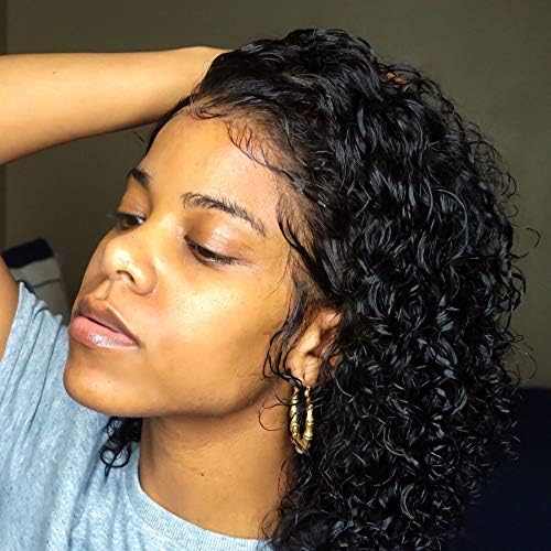 Rishang Hair 13x6 Lace Front Human Hair Wigs for Black Women Virgin Curly Human Hair Wigs Short Lace Frontal Wig Pre Plucked with Baby Hair (8inch, 130% density)