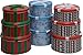Christmas Tins for cookie, candy or other gifts, round nested, 3 sets of 3, 9 tins included; bulk variety pack (Snow & Stripes) (Snow & Stripes)