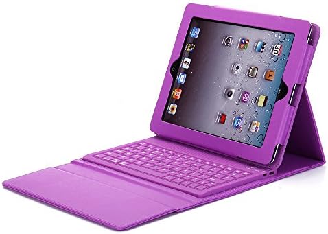 Henxlco Wireless Bluetooth Keyboard w/ Stand PU Leather Case Cover For Apple iPad 4 3 2 (purple)