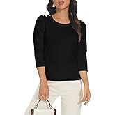 Spicy Sandia Women's 3/4 Sleeve Crew Neck Pullover Sweaters Lightweight Dressy Casual Trendy Knit Tops