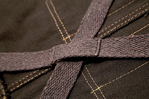 Cross-Back Apron - Coffee Brown Canvas - Split-Leg - Brown Leather