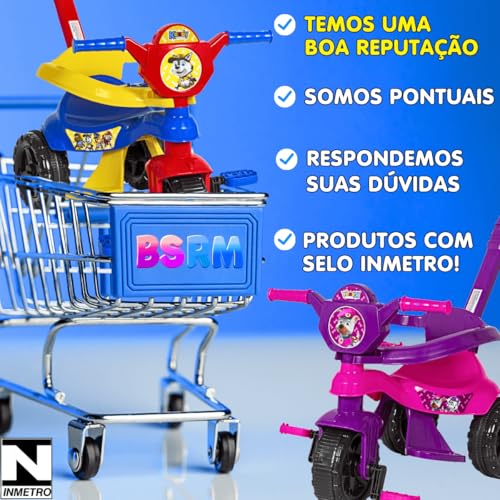 Carrinho de passeio infantil andador bebe didatico de empurrar com pedal haste proteção removivel totoka motoca menina menino velocipede triciclo brinquedo de atividades (Azul)