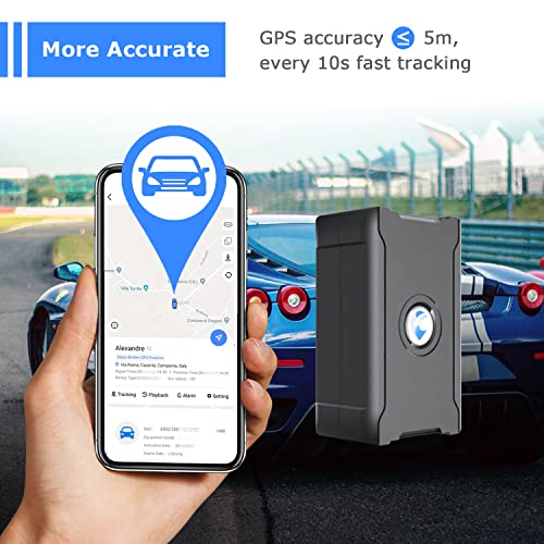 GPS Tracker Tracker for Car Motorcycle and Dogs, 90 Days Standby 6000mAh, Anti-Theft Alarm, Global Real Time Tracking – Free SIM Card, App Included, Hidden GPS Tracker