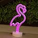 Pooqla Flamingo Neon Signs, LED Neon Light Sign with Holder Base for Party Supplies Girls Room Decoration Accessory for Luau Summer Party Table Decoration Children Kids Gifts (Flamingo with holder)