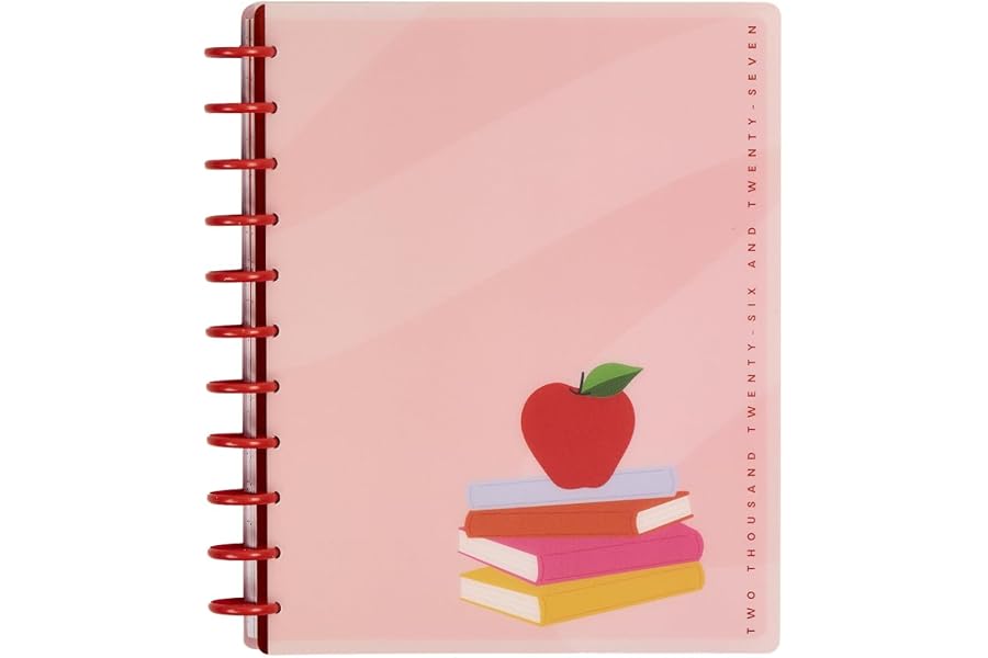 Happy Planner Disc-Bound 12-Month July 2026–June 2027 Planner with 3 Extra Months, Big Size, 8.5" x 11", Teacher Layout, Colorblock Pop