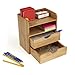 Mind Reader Desk Supplies Organizer with 2 Drawers, Bamboo Brown