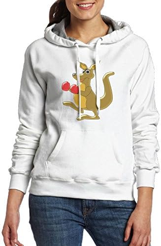 Qing111 Boxing Kangaroo Woman's Energetic Hip-Hop Sweater L White