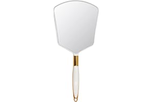 Eaoundm Hand Held Mirror with Handle, Makeup Hand Mirror with Hook Hole for Bathroom and Bedroom, Barbers Haircut Mirror for 