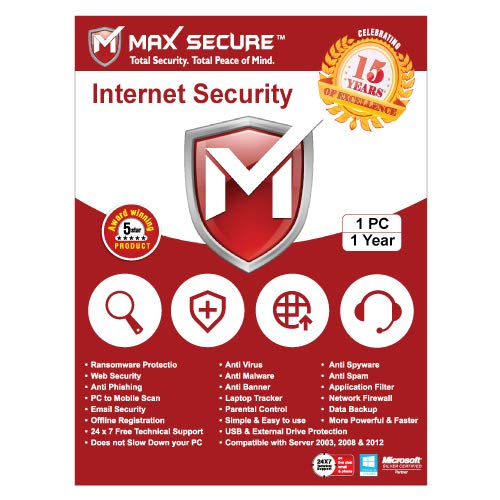 Max Secure Internet Security Version 6 1 Pcs 1 Year Activation