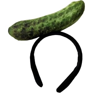 JHJEWH Pickle Headband,Funny Vegetable Hair Hoop for Halloween Cosplay | Pickle Headwear,Novelty Mini Food Headpieces,Hallowe