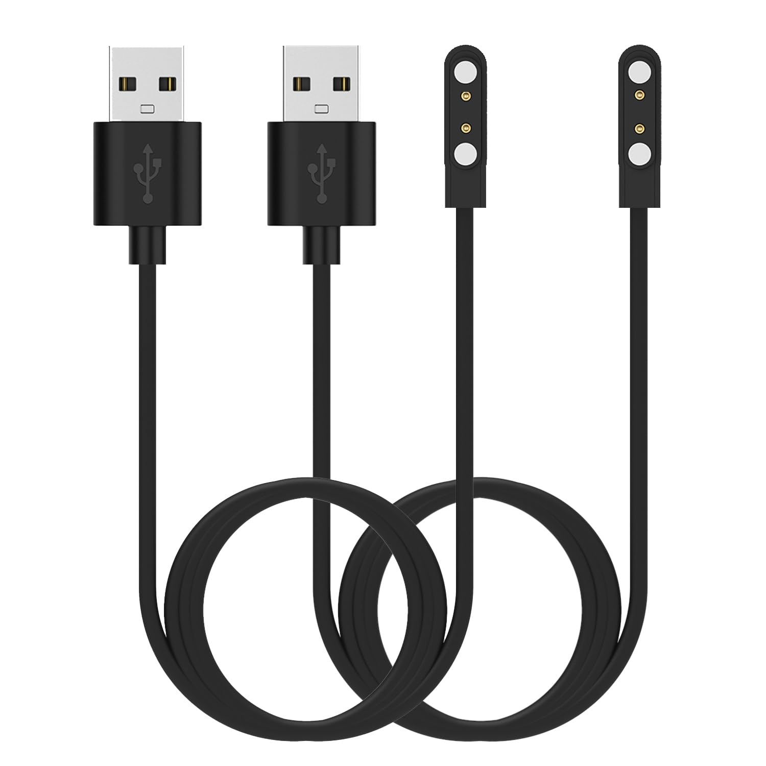 Photo 1 of 2-Pack Chargers Compatible for Nerunsa P66D/Popglory P66 P95/ZOSKVEE P95 Smart Watch Charger, Magnetic Charger 3.3ft Charging Cable for GloryFit P66D P66 P95 Smart Watch (Black&Black)