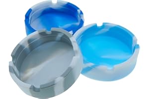 Silicone Ash Tray Sets for Weed 3Pcs Cool Outdoor Ashtrays for Cigarettes Patio hitsuki Plastic Cigar Ashtrays for Outdoors Unbreakable Heatproof Portable Indoor Cute Ashtray Round