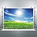 FLASIY 7x5FT Nature Scenery Photography Backdrop Green Grass Flowers Sunshine Blue Sky White Clouds Photo Background for Party Studio Outdoor Shooting Photo Video Props AYY004