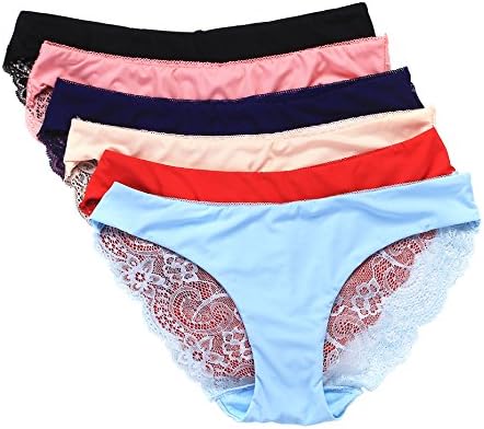 Women Sexy Lingerie Underwear Lace Thongs Panties Hipster 6 Pack (Large(Fits body weight 125-165Ibs), Assorted)