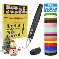 3D Pen Touch Screen and Low Temperature 3D Pens with 19 Colors 200 Feet PCL Printer Filament Refills, 3D Printing Pens with Android Charging Port for Kids, Adults Doodle, Drawing(Black)