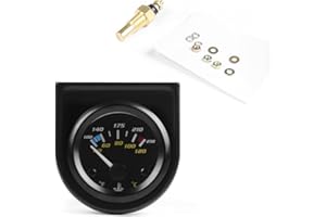 HogarTech Water Temperature Gauge Car, 40-120�� / 100-250��for F for Auto Coolant Temp Meter with White LED, Black Panel, Com