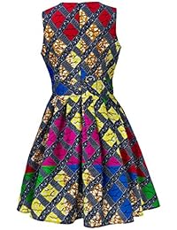 Shenbolen - Vestido de fiesta para mujer con estampado africano